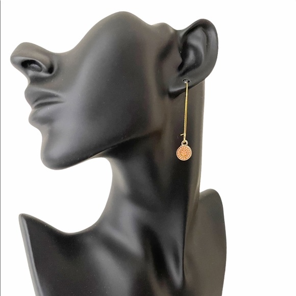 10/$10 Coral beaded pendant drop earrings w gold wire - Picture 1 of 6